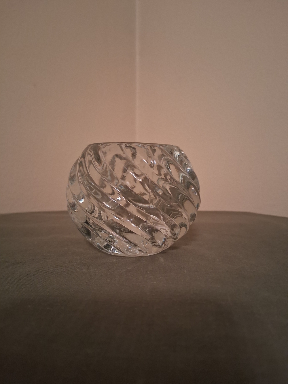 Clear Swirl Glass Votive Candle Holder - Home Art